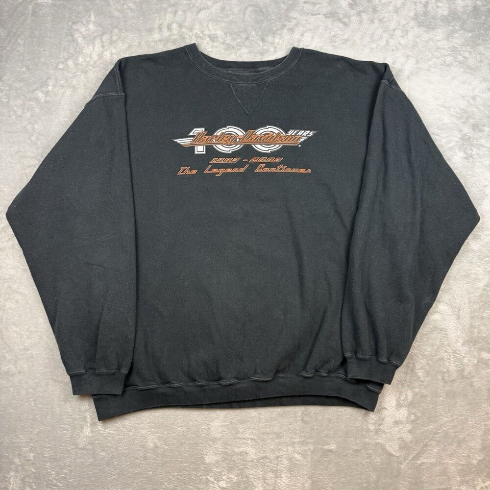 Vintage Harley Davidson 100th Anniversary Sweatshirt Mens XL Black 1903-2003 USA
